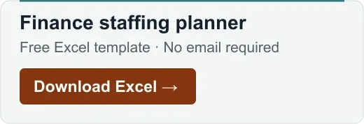 Download the finance staffing planner. Free Excel template; no email required.